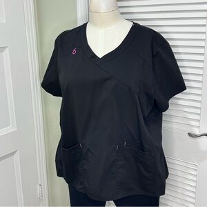 Scrubstar Premium Women’s Black V-Neck Scrub Top Size 3XL Plus Size Medical